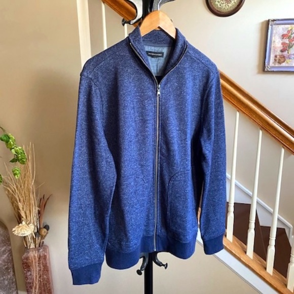 Banana Republic Full Zip Dark Blue Cotton Blend Cardigan Size L - Picture 1 of 14